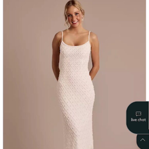 DB Studio Beaded Scoop Neck Spaghetti Strap Midi Dress – White (Bridal) - Picture 1 of 7